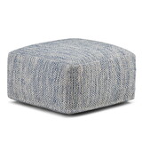 Nate - Square Pouf - Patterned Denim Melange B136P159274