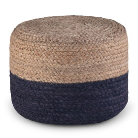 Lydia - Round Pouf - Navy / Natural B136P159306