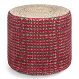 Larissa - Round Braided Pouf - Natural / Maroon B136P159333