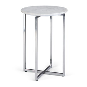 Marsden - Side Table with Polished Stainless Steel Base - White / Silver B136P159933
