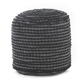 River Water Resistant Handcrafted Cylindrical Pouf, Black B181P162847