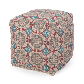 Amelia Handcrafted Fabric Pouf, Multicolored B181P162868