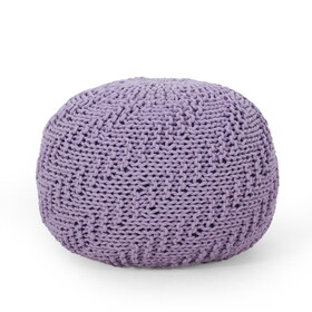 Bordeaux Knitted Cotton Round Pouf, Lavender B181P162869