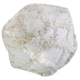 Jumanji Handcrafted Wool and Cotton Pouf, Natural Color B181P162849