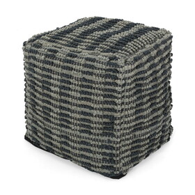 Walle Fabric Square Pouf, Blue and Teal B181P162876