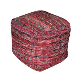Koki Handcrafted Fabric Pouf, red B181P162854