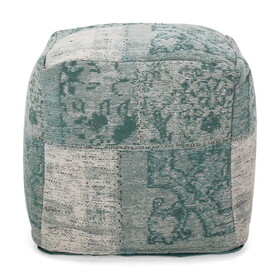 Ocean Square Pouf, Teal and Beige B181P162903