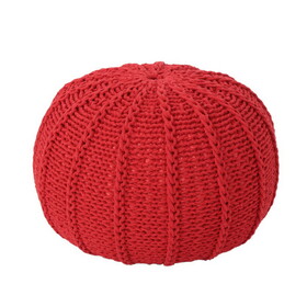 Bordeaux Knitted Cotton Round Pouf, Red B181P162840