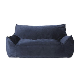 Fila Velveteen 2-Seater Oversized Bean Bag Chair with Armrests, Dark blue B181P163011