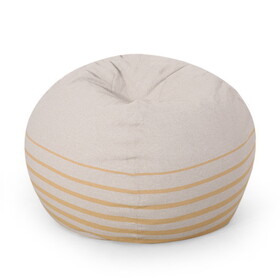 Bohemio 5 Foot Rounded Bean Bag, Natural Color / Striped Yellow B181P163057