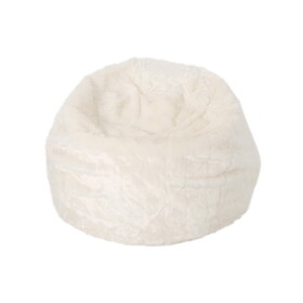Cozy 3 Foot Rounded Faux Fur Bean Bag, White B181P163065