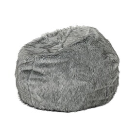 Marselle 3 foot Rounded Faux Fur Bean Bag, Dark Gray B181P163067