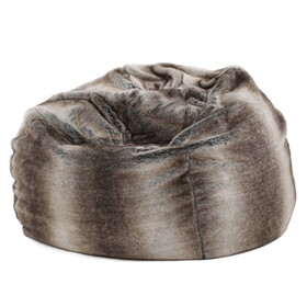 fuzzy 3 Foot Rounded Faux Fur Bean Bag, Gray and Taupe B181P163080