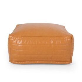 Bambo Faux Leather Rectangle Pouf, Caramel B181P162907