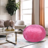 Minky Velvet Bean Bag Chair, Pink-4ft Plush Floor Chair for Kids and Adults w/ Washable Cover, Lounge Chair with Stretchable Fabric, Comfy Bedroom Chair, Filled with Shredded and Memory Foam.