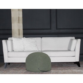 SEMI-Rounded Pouf - Cable Knitted - Handmade - Perfect Seating for Children and Adults - Footrest for Living Room or Bedroom - 100% Cotton Pouf (21" x 21" x 18") B181P182662