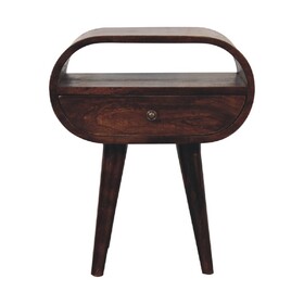 Soild wood Light Walnut Circular Bedside with Open Slot B182P186210