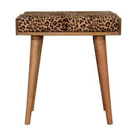 Artisan Furniture Solid Wood Leopard Velvet Tray Style Footstool B182P202486