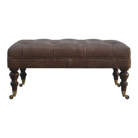 Artisan Furniture Solid Wood Buffalo Leather Ottoman B182P202520