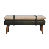 Bouclé Buffalo Hide Olive Green Leather Bench B182P263064