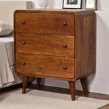 Solid Wood Mini Curved Chestnut Chest, 3 Drawer, Nordic Legs B182P280816