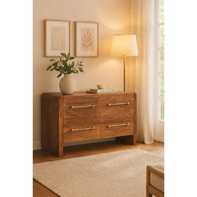 Solid Wood Oakline Four Drawer Chest,Brown,4-Drawers B182P372169