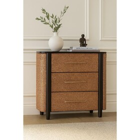Solid Wood Havana Weave 3 Drawer Chest,Brown B182P372185