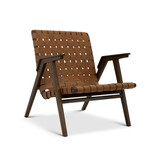 David Genuine Leather Teak Lounge Chair B183P167316