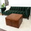 Mallory Mid-Century Square Genuine Leather Upholstered Ottoman in Tan B183P167387