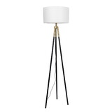 Sway Brassed Gold Floor Lamp with On/Off Switch Triple Legs White Fabric Shade B183P230911