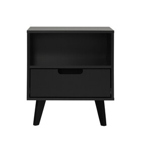 Modern 1-Drawer Nightstand with Open Cubby - Black B185P168893