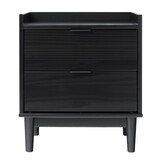 Mid-Century Modern 2-Drawer Solid Wood Nightstand - Black B185P168912