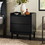 Mid-Century Modern 2-Drawer Solid Wood Nightstand - Black B185P168912