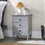 Classic Solid Wood 3-Drawer Nightstand - Grey