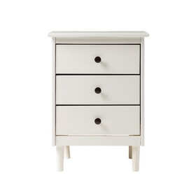 Classic 3-Drawer Solid Wood Nightstand - White