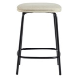 Modern Simple Counter Stool with Upholstered Seat, Set of 2, Ivory