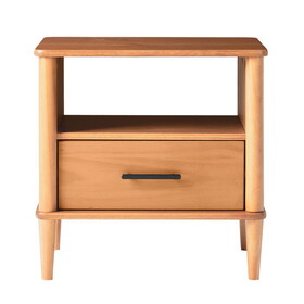 Transitional Solid Wood Spindle Nightstand - Caramel