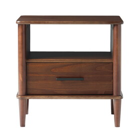 Transitional Solid Wood Spindle Nightstand - Walnut