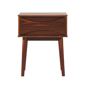 Mid-Century Modern 1-Drawer Solid Wood Nightstand - Walnut B185P168951