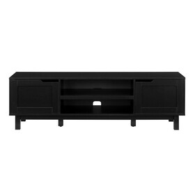 Modern 2-Door Open Storage TV Stand for TVs up to 65 inches - Solid Black B185P168960