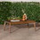 Modern Slat-Top Solid Acacia Wood Patio Coffee Table - Dark Brown