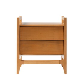 Scandi Angle Face Solid Wood Nightstand - Caramel