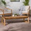 Modern Solid Wood Slat-Top Outdoor Coffee Table - Natural
