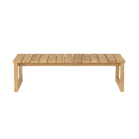 Modern Solid Wood Slat-Top Outdoor Coffee Table - Natural