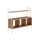Modern Industrial Metal and Wood 3-Cubby Storage Console - English Oak