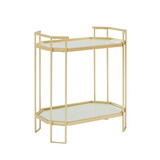 Modern Glam Mirror-Top Accent Table - Pale Gold