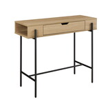 Modern Minimalist Metal and Wood 1-Drawer Entry Table - Coastal Oak B185P168998