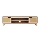 Modern Rattan-Door Low TV Stand for TVs up to 80 inches - Coastal Oak B185P169000