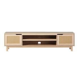 Modern Rattan-Door Low TV Stand for TVs up to 80 inches - Coastal Oak B185P169000