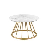 Modern Round Coffee Table with Metal Base - White Marble / Gold B185P169006